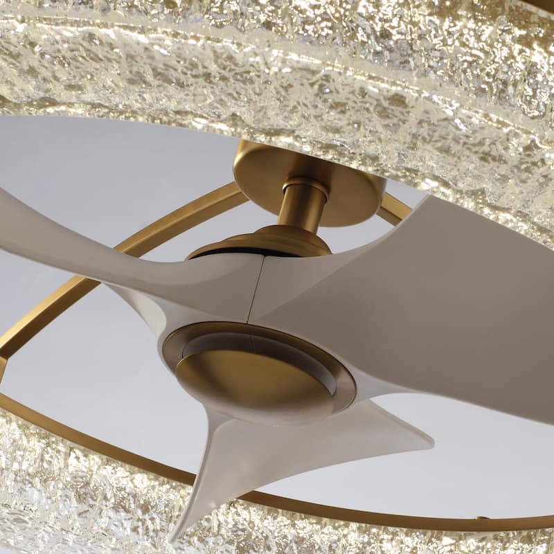 Ceiling Fan 33" Perimost 3-Blade Gold Crystal LED