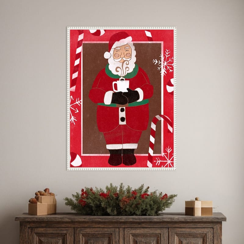 Cozy Cocoa Christmas II by June Erica Vess (23 x 30 in.), Framed Canvas Wall Art Print - Sylvie Beaded White