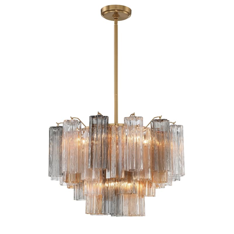 Addis 9 Light Aged Brass Chandelier - 22"W x 14.25"H x 22"D