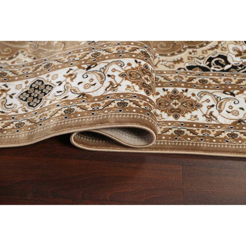 Traditional Brown Floral Oriental Tabriz Area Rug Turkish Carpet