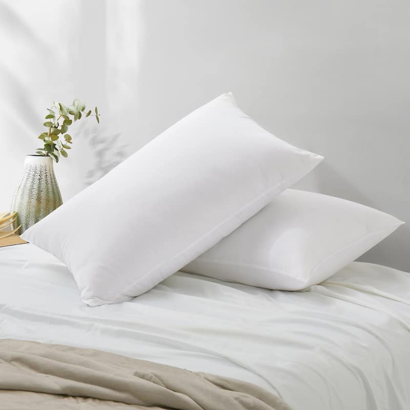 2 Pack Fluffy Down Alternative Bed Pillows for Back,Stomach, Side Sleeper - White