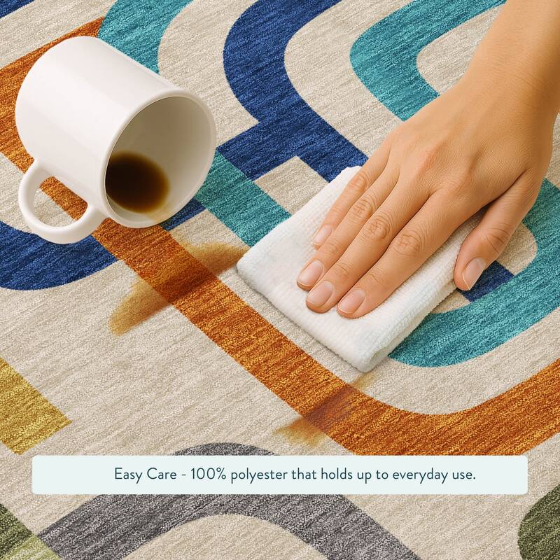 Machine Washable Indoor/ Outdoor Modern Penner Chantille Rug