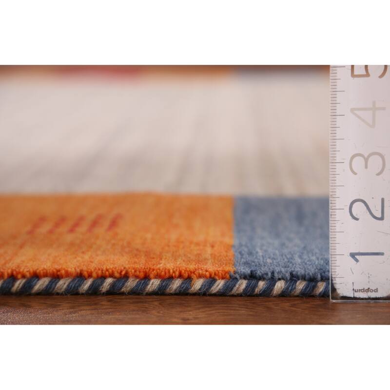Hand Knotted Oriental 100% Wool Carpet Tribal Bordered Beige & Ivories Gabbeh Area Rug - 7' 11'' X 6' 6''