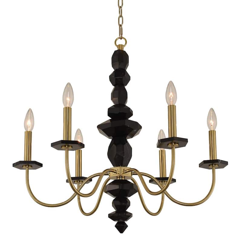 Allegri 031550 Piedra 6 Light 26" Wide Taper Candle Style Chandelier - Brushed Brass