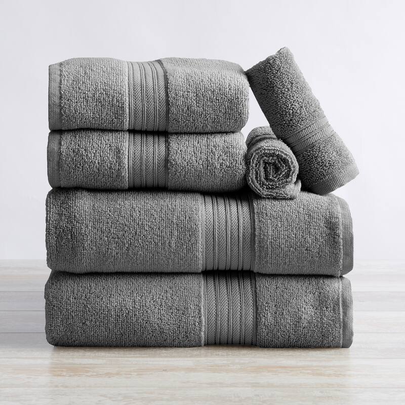 Linery & Co. Ringspun Cotton Bath Towel - 6 Piece Set - Dark Grey