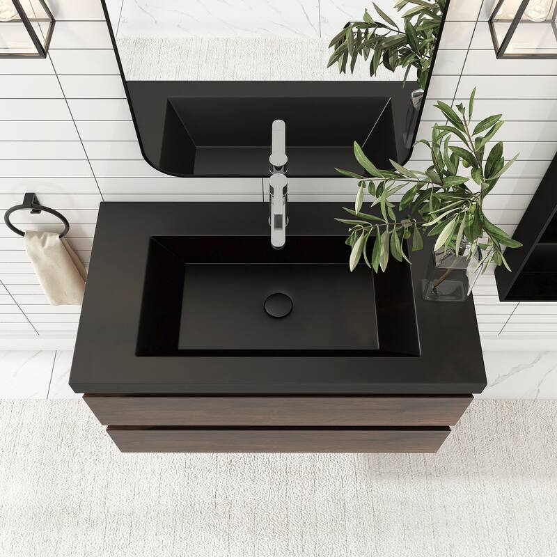 Floating Bathroom Vanity with Quartz Sand Top
