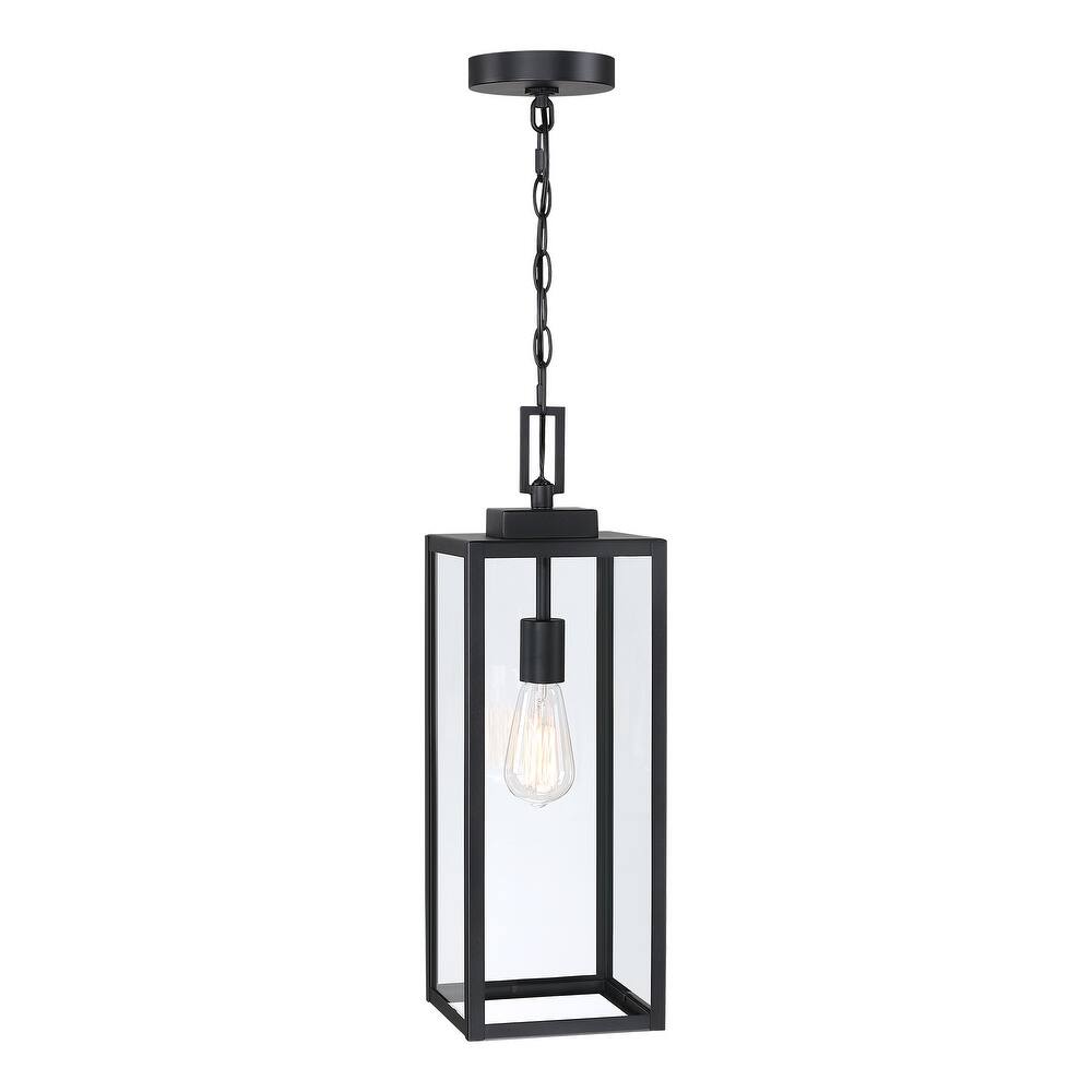 Matte Black Outdoor Hanging Lantern Pendant Light Ceiling Mount Hukoro - Middle