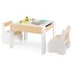 preview thumbnail 1 of 8, Gymax 4-in-1 Kids Wooden Table & 2 Chairs Set w/ Storage Detachable White