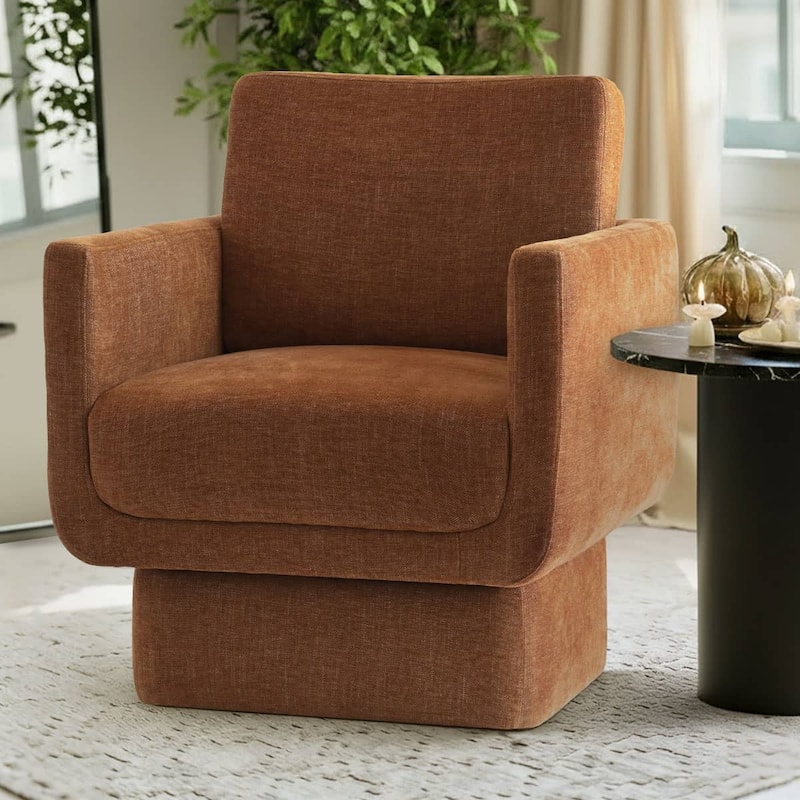 Upholstered Swivel Barrel Accent Chair
