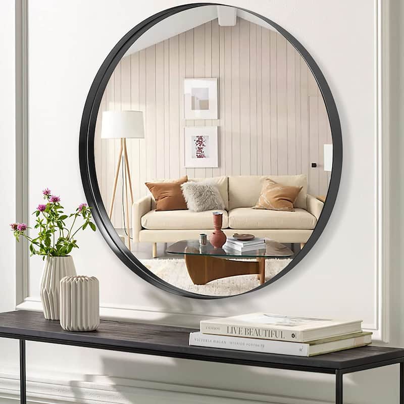 Round Black Frame Bathroom Vanity Mirror