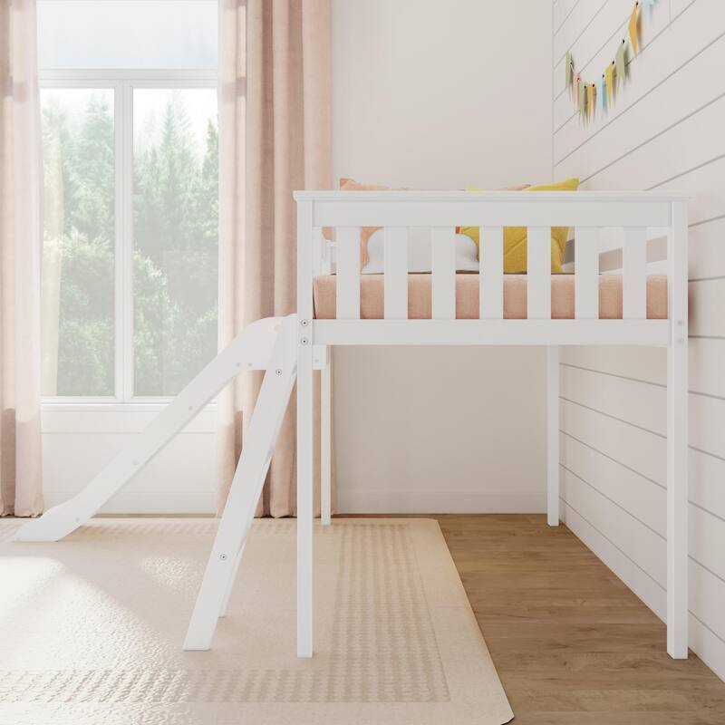 Max and Lily Classic Twin-Size Low Loft with Easy Slide