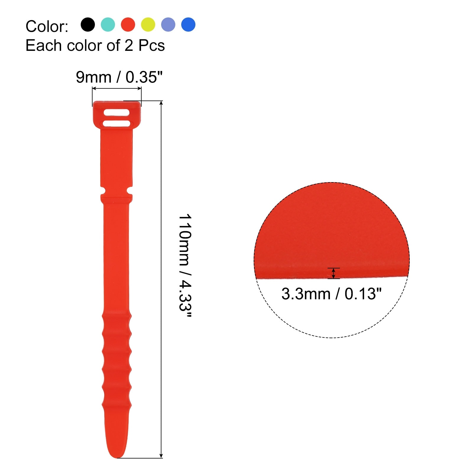 Reusable Cable Zip Ties Silicone Cord Organizer Straps for Wire Management