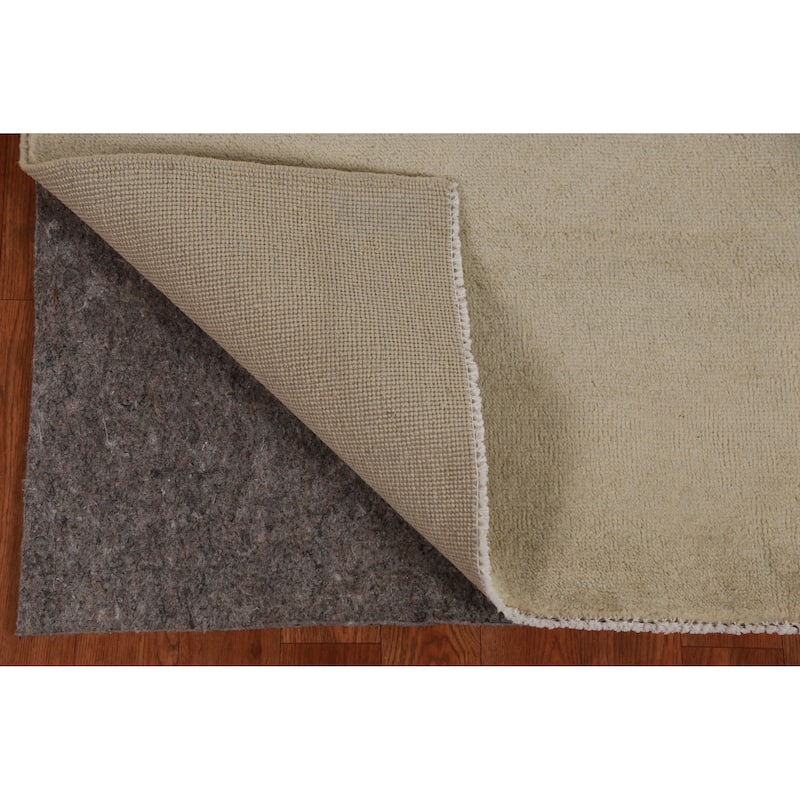 Hand Knotted Oriental 100% Wool Carpet Modern Solid Green Gabbeh Runner Rug - 10' 0'' X 3' 3''