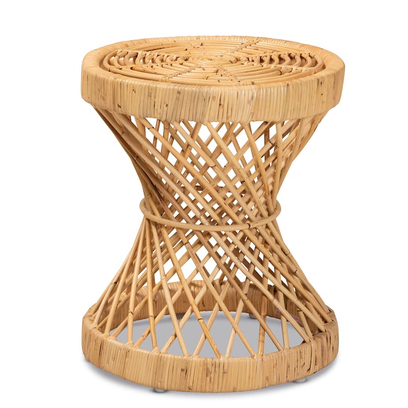 Seville Modern and Contemporary Natural Finished Rattan End Table - Natural