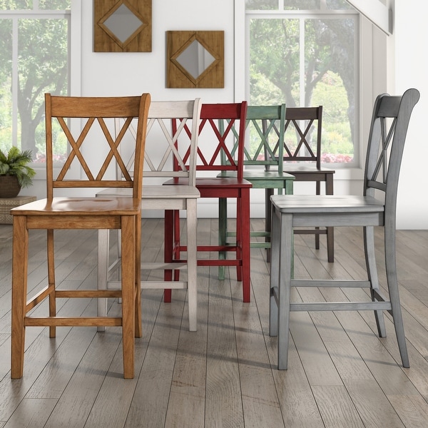 Eleanor double x back wood swivel bar shop stool