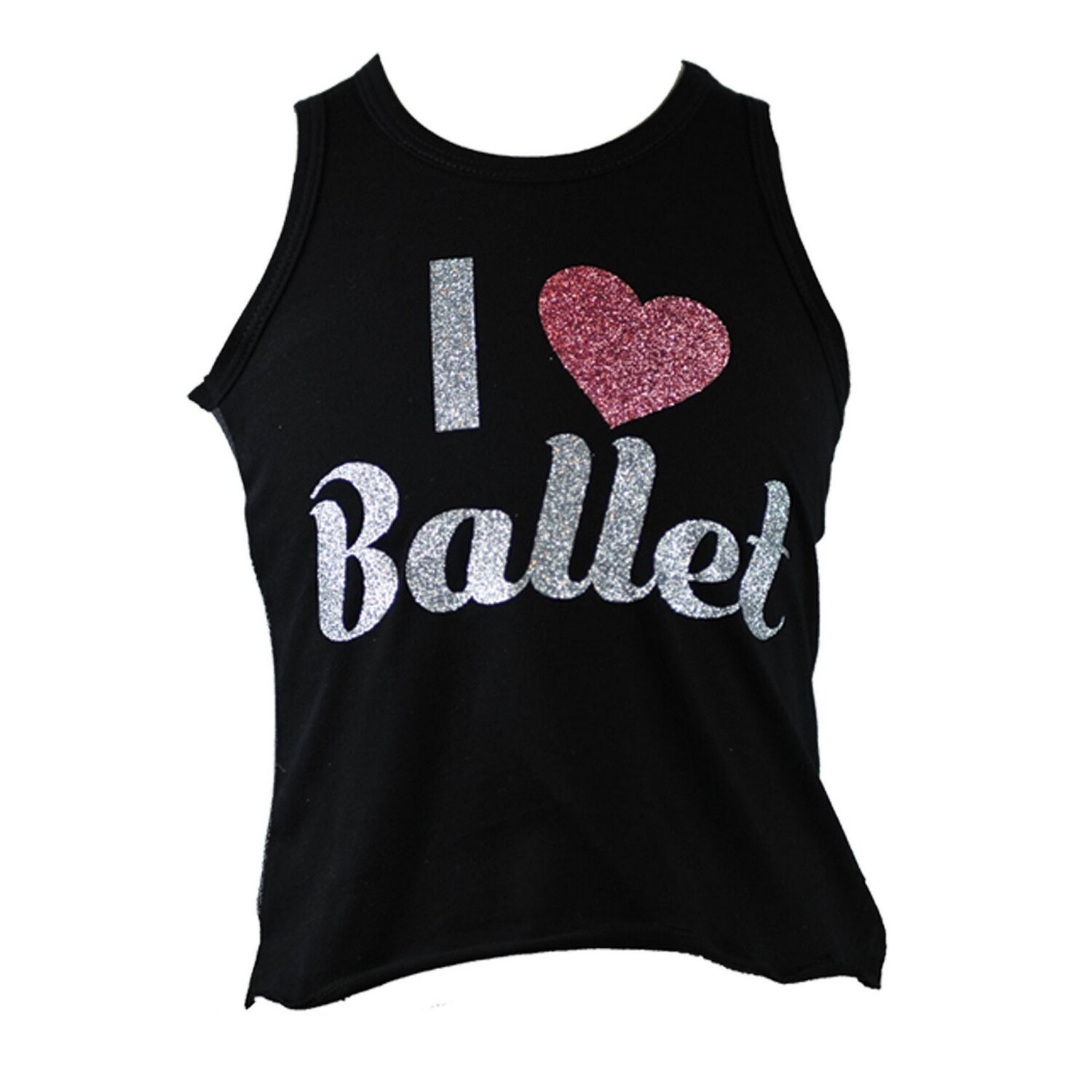 Shop Reflectionz Girls Black Silver Ballet Heart Glitter Letter