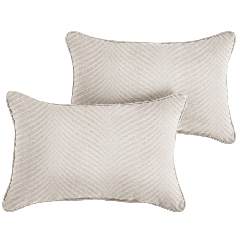 Sorra Home Sunbrella Leaf Pattern Indoor/Outdoor Corded Lumbar Pillows (Set of 2)