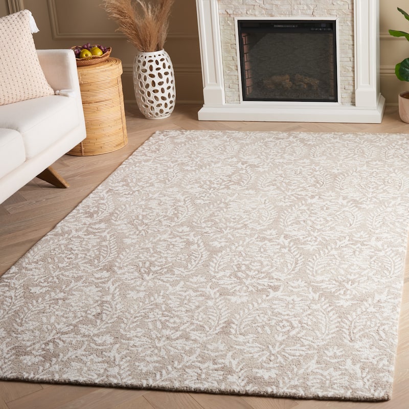 SAFAVIEH Handmade Ebony Lelioara Modern & Contemporary Wool Rug - 3' x 5' - Beige/Ivory