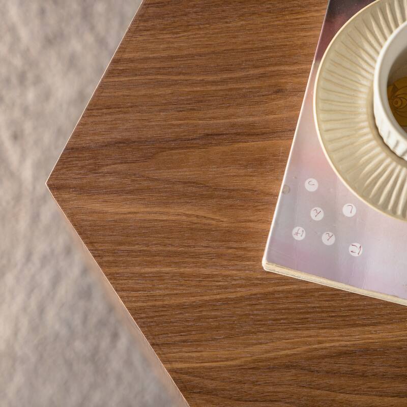 MDF Modern Nesting Imitation Wood Grain Coffee Table, Irregular Side Table, Set for Small Space Living Room Bedroom