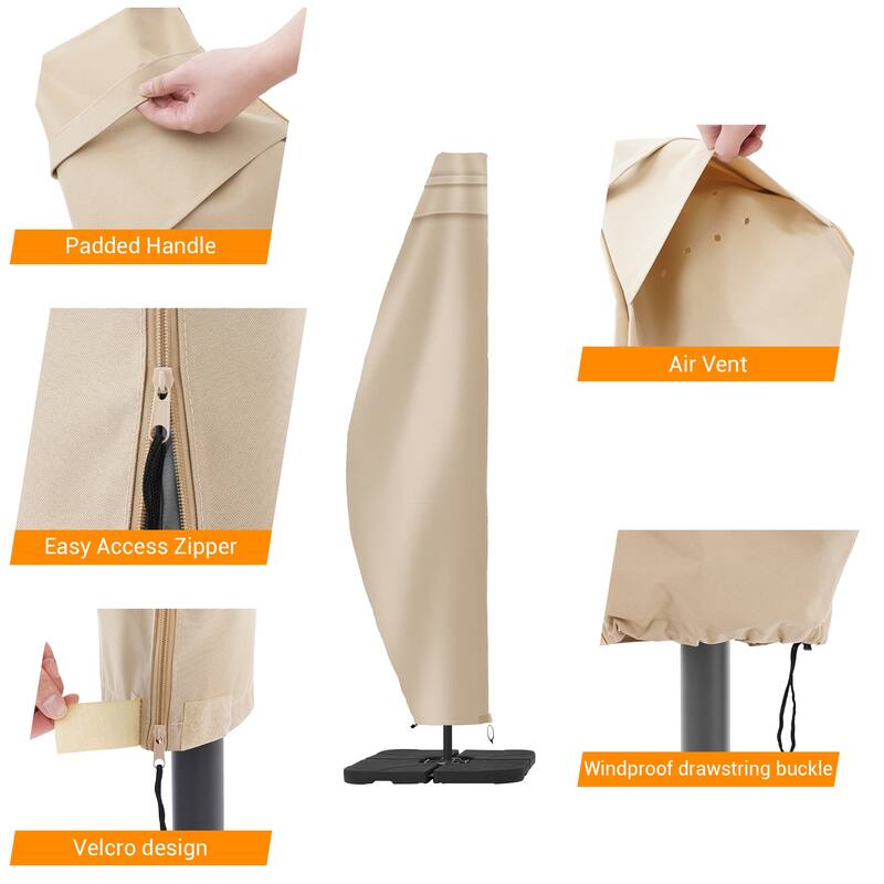 LIVOOSUN Patio Offset Umbrella Covers 600D Waterproof, Fits 8ft-11ft