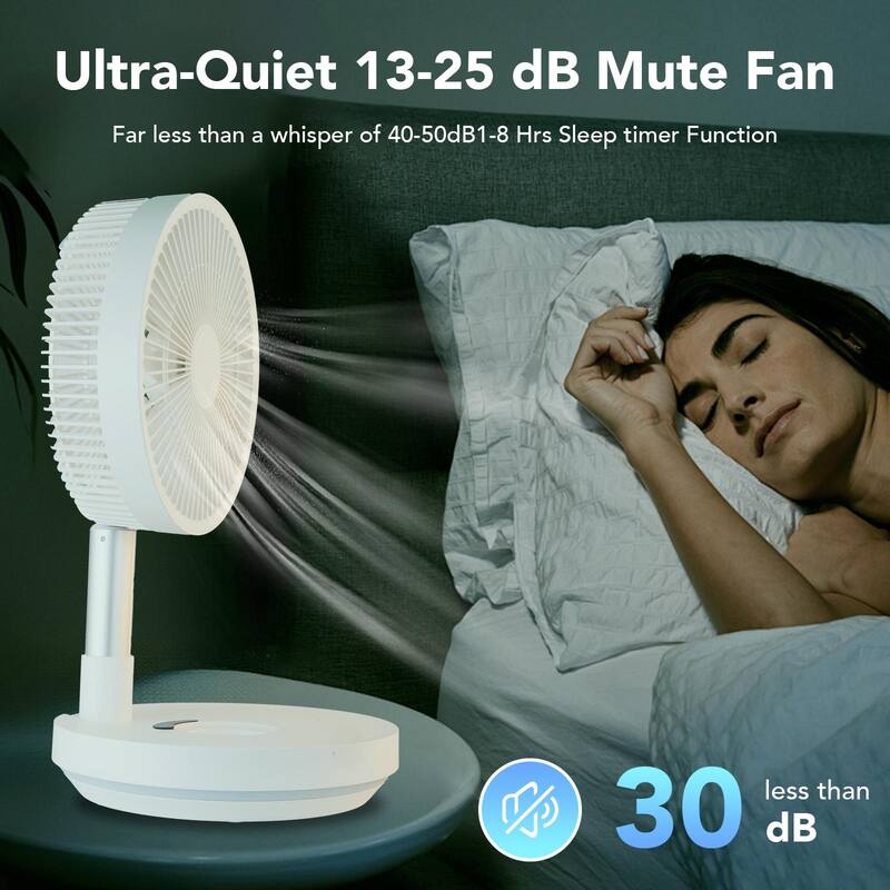10" Oscillating Fan, Rechargeable Fan, Adjustable Height, 8 Speeds