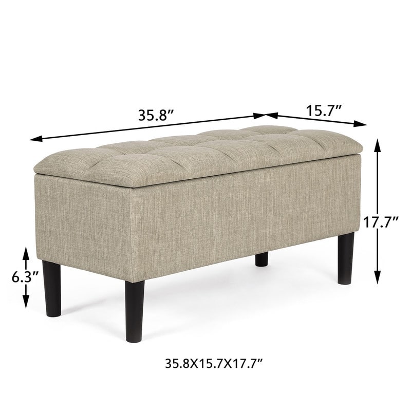 Adeco Storage Ottoman Upholstered Modern End of Bed Bench Living Room