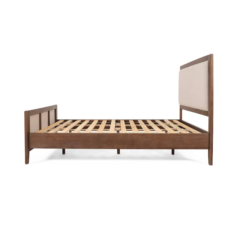 Christopher Knight Home - Ambrogina Coastal Platform Bed with Padded Headboard and Footboard