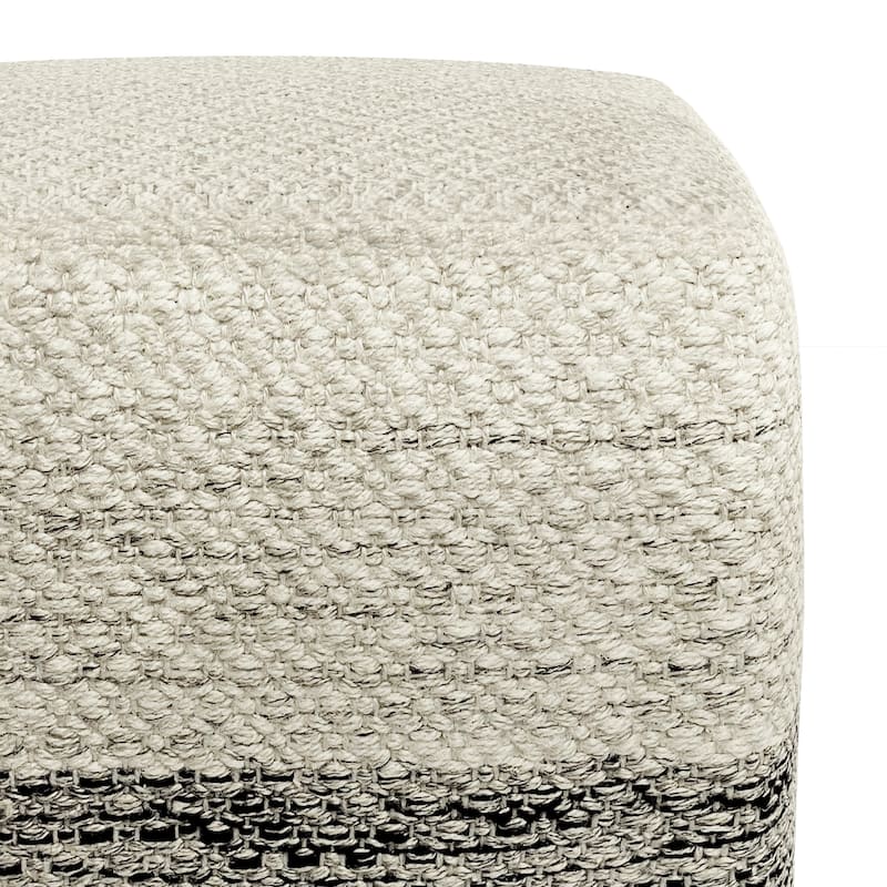 WYNDENHALL Saul Square Woven Pouf in Grey and White Recycled PET Polyester