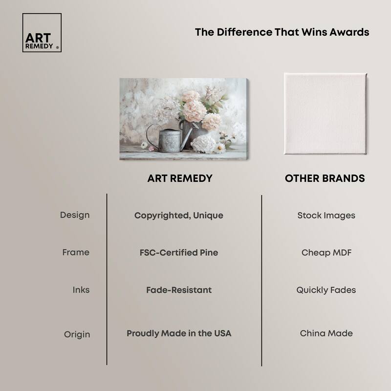 Can and White Blooms Canvas by Art Remedy, Gallery Wrapped