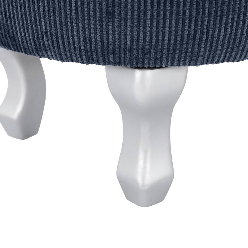 29.5" Blue Button-Tufted Storage Ottoman Bench