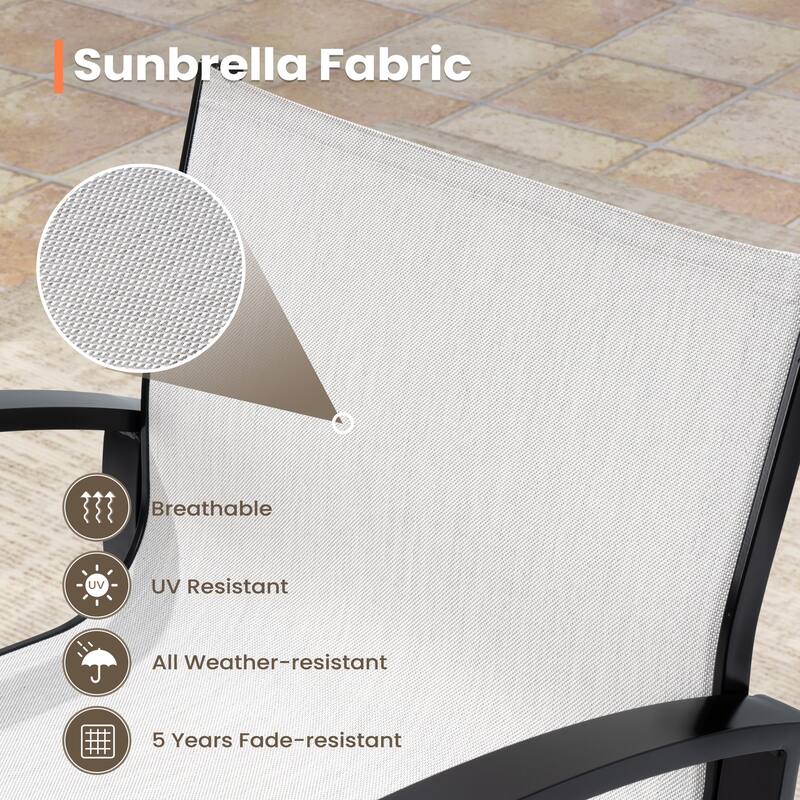 Outdoor Swivel Bar Stools Sunbrella Textilene Aluminum Patio Bar Chairs