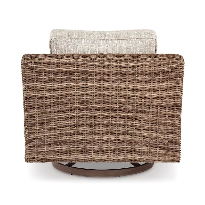 Signature Design by Ashley Beachcroft Hand-woven Wicker-look Swivel Chair - 35.38" W x 38.13" D x 34" H