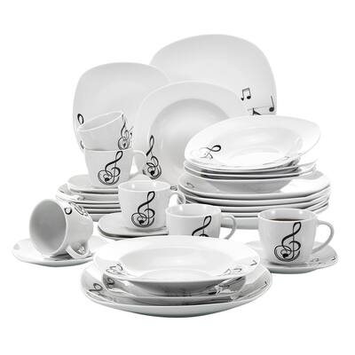 VEWEET Melody Porcelain Music Note Dinnerware Set (Service for 6)