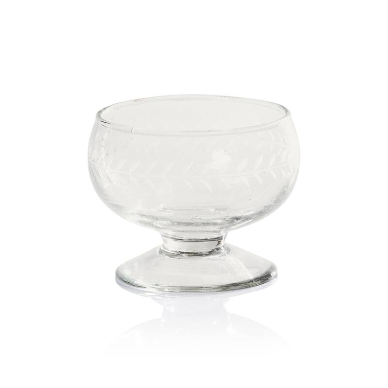 Tuscan 2-Piece Set Handmade Etched Condiment Glass Bowls - Small