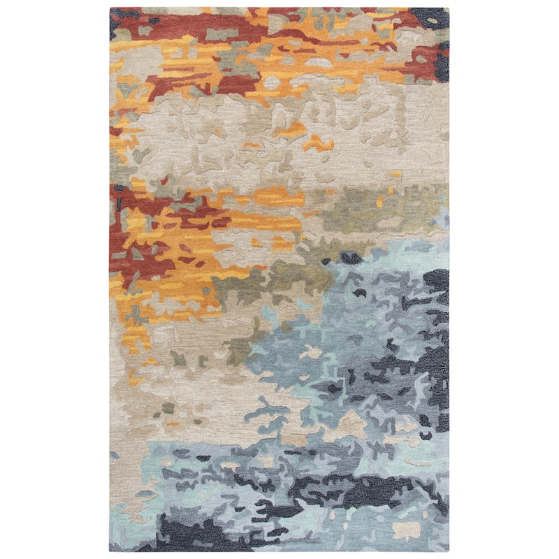 Alora Decor Lapis Multi-colored Hand-tufted Abstract Wool Blend Rug