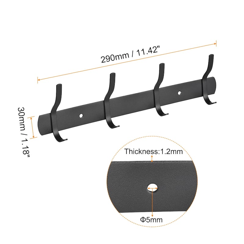 Coat Hook Rack, Stainless Steel Wall Mounted Hook Rail Wall Hangers