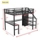 preview thumbnail 17 of 15, Artsy Full Size Metal Loft Bed with L-shaped Desk and USB, Wardrobe and Adjustable Shelf, with LED for Kids Teens Adults, Black