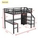 preview thumbnail 4 of 7, Metal Full Size Loft Bed with Desk,Wardrobe,USB & LED for Study & Work