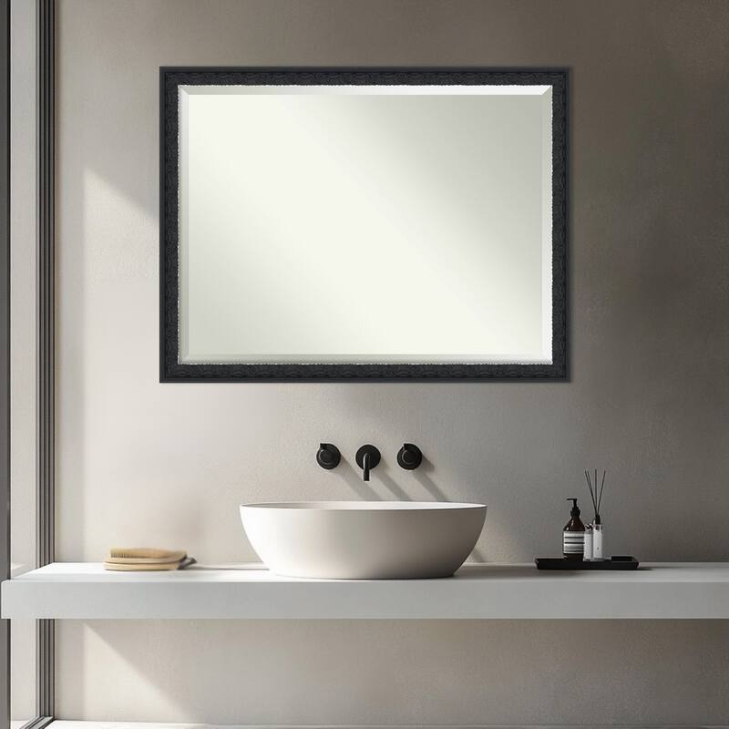 Bethany Beveled Wood Framed Bathroom Vanity Wall Mirror