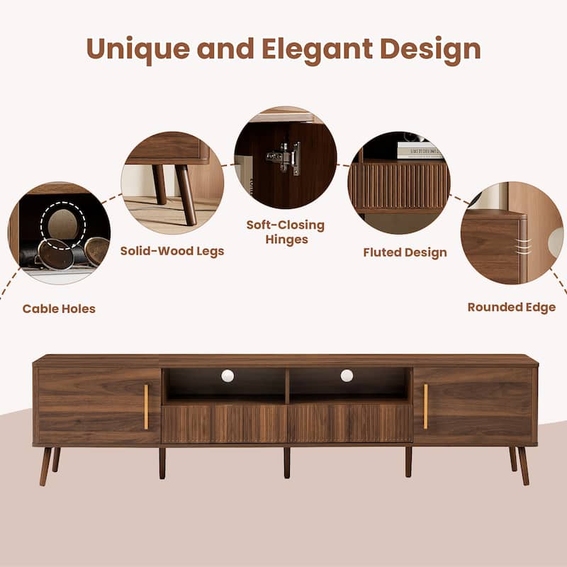 Modern Entertainment Center with Soft-Close Doors, Open Shelf