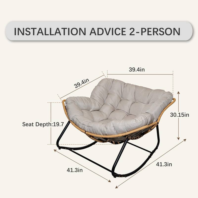 Egg Rocking Chair with Rattan Wicker Design, 450lb Capacity