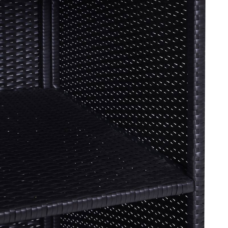 Pool Towel Rack Plastic Rattan Storage Organizer Waterproof Storage Organizer with 2 Shelves and Basket Drawer for Spa Pool