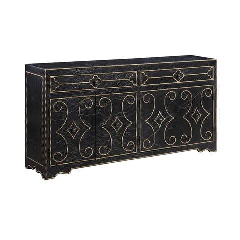Somette Two Drawer Four Door Black Farmhouse Credenza