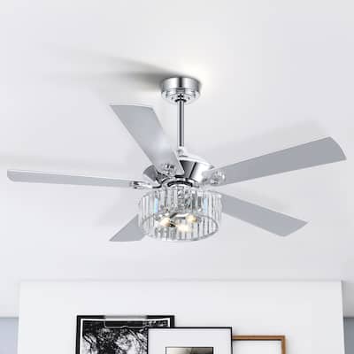 52" Ceiling Fans with Crystal Lighting Remote Control, 5 Blade - 52 Inch