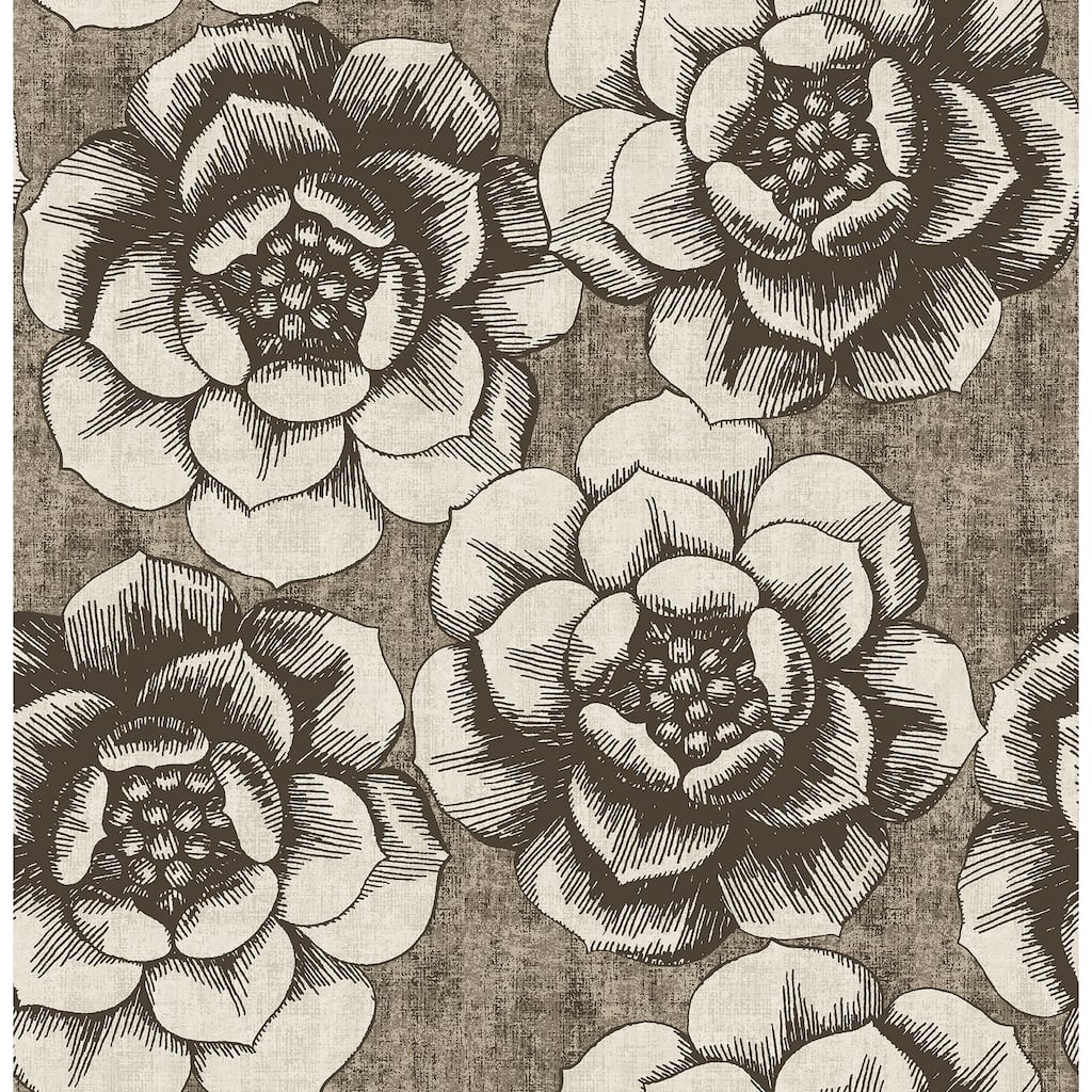 A-Street Prints Fanciful Brown Floral Wallpaper