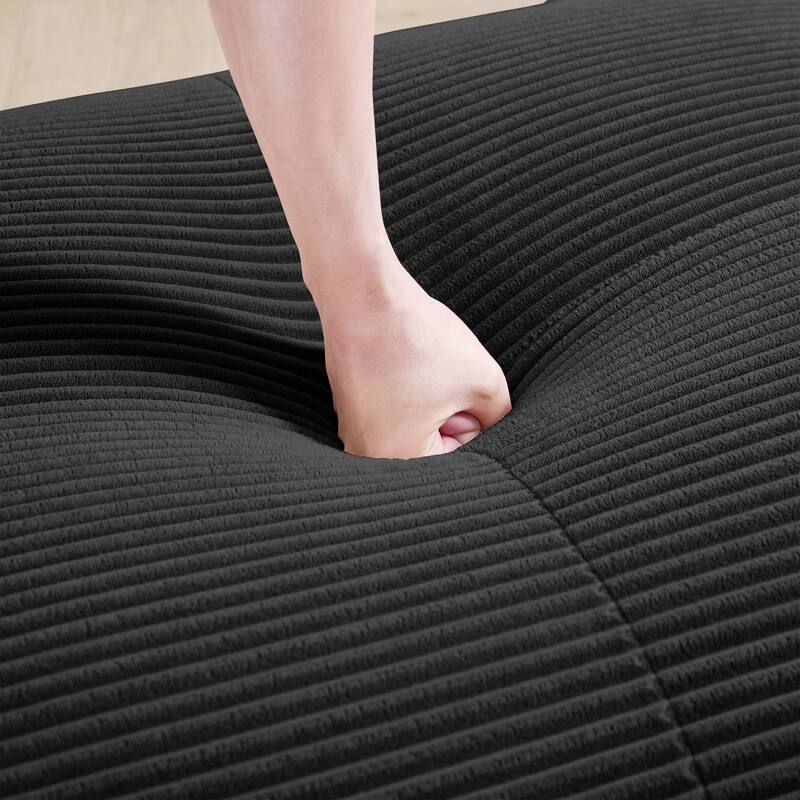 Anmytek Modern 3 Seat Black Modular Corduroy Sofa No Assembly Sectional Couch