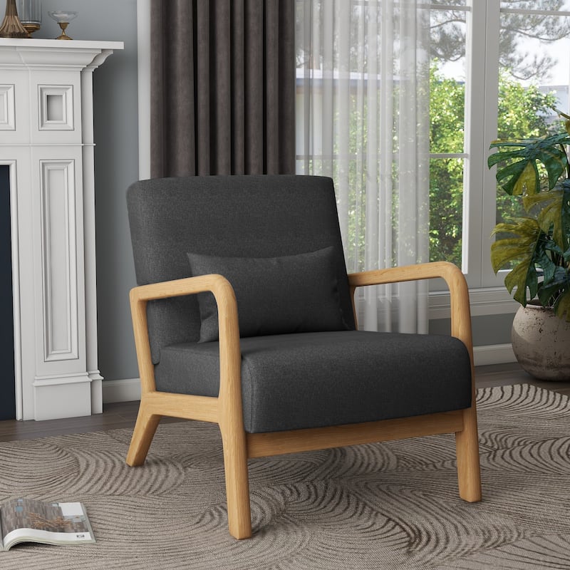 Mid Century Modern Upholstered Accent Chair with Pillow