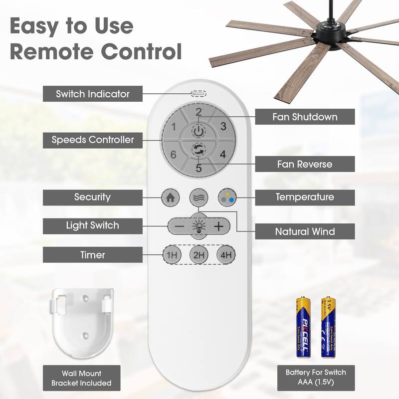 65" Integrated LED White Dimmable Ceiling Fan with Light and Remote - 65" D x 65" W x 13.4" H
