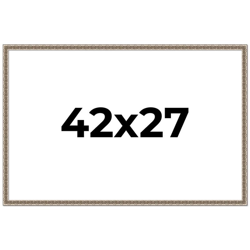 42x27 Frame Silver Versailles Ornate Solid Wood Picture Frame | 1 Inch