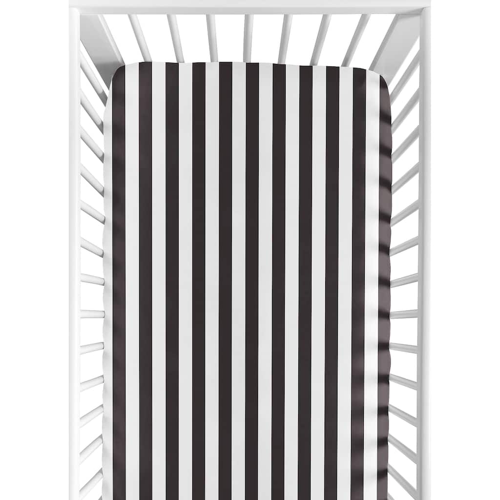 Sweet Jojo Designs Black and White Stripe Fitted Crib Sheet